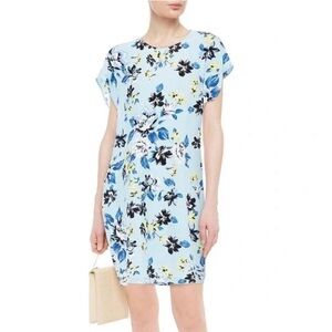 Diane Von Furstenberg Danika Floral Print Shift Dress viscose light blue size S